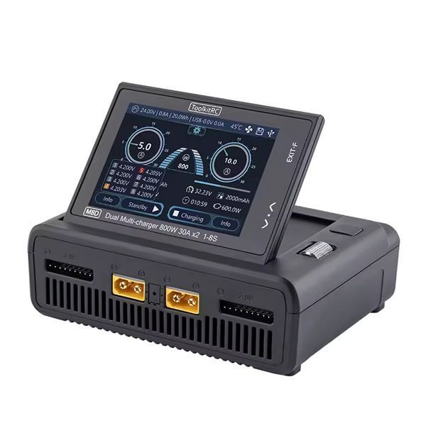 ToolkitRC M8D &mdash; двоканальний зарядний пристрій 800W&times;2 для RC та FPV акумуляторів 1&ndash;8S tk-m8-d фото