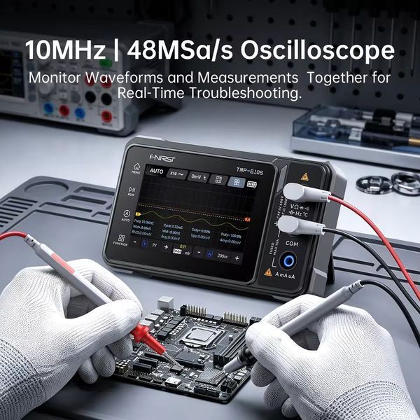 Портативний вимірювач FNIRSI TMP-610S 3-в-1 з осцилографом, мультиметром і генератором fn-tmp-610s  фото