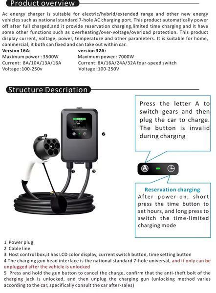 EV Wallbox 7 кВт 32A GBT &mdash; універсальна зарядна станція для електромобілів ng-gbt фото