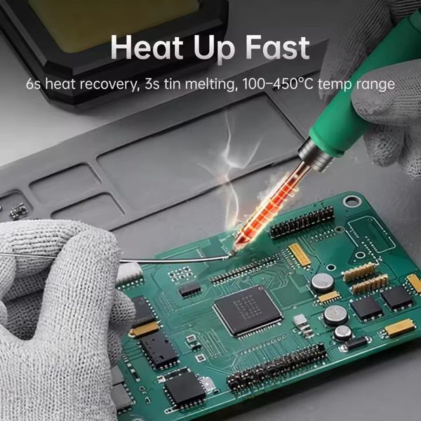 FNIRSI DWS-P2 &mdash; автономна портативна паяльна станція 100 Вт з USB Type-C PD, акумулятором і нагріванням 100&ndash;450 &deg;C fn-dws-p2-c245 фото